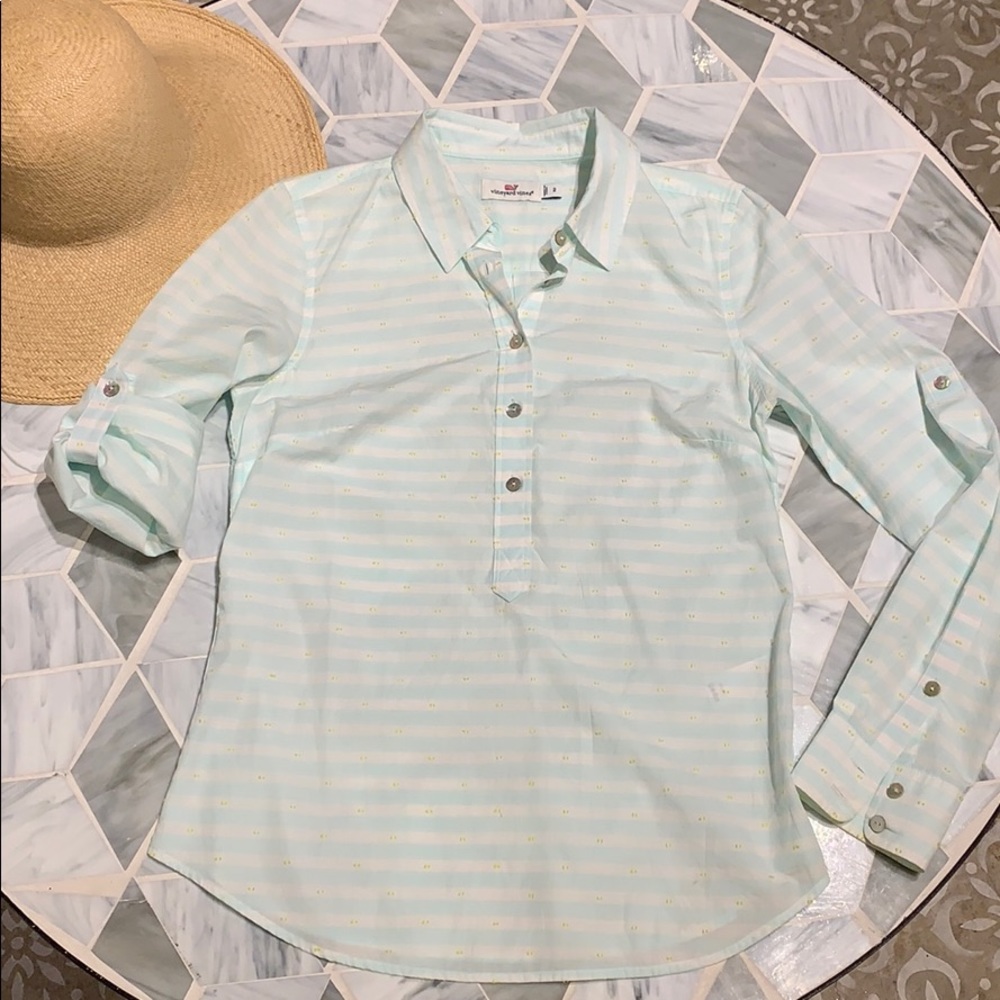 Vineyard Vines Cotton Roll Up Sleeves Blouse